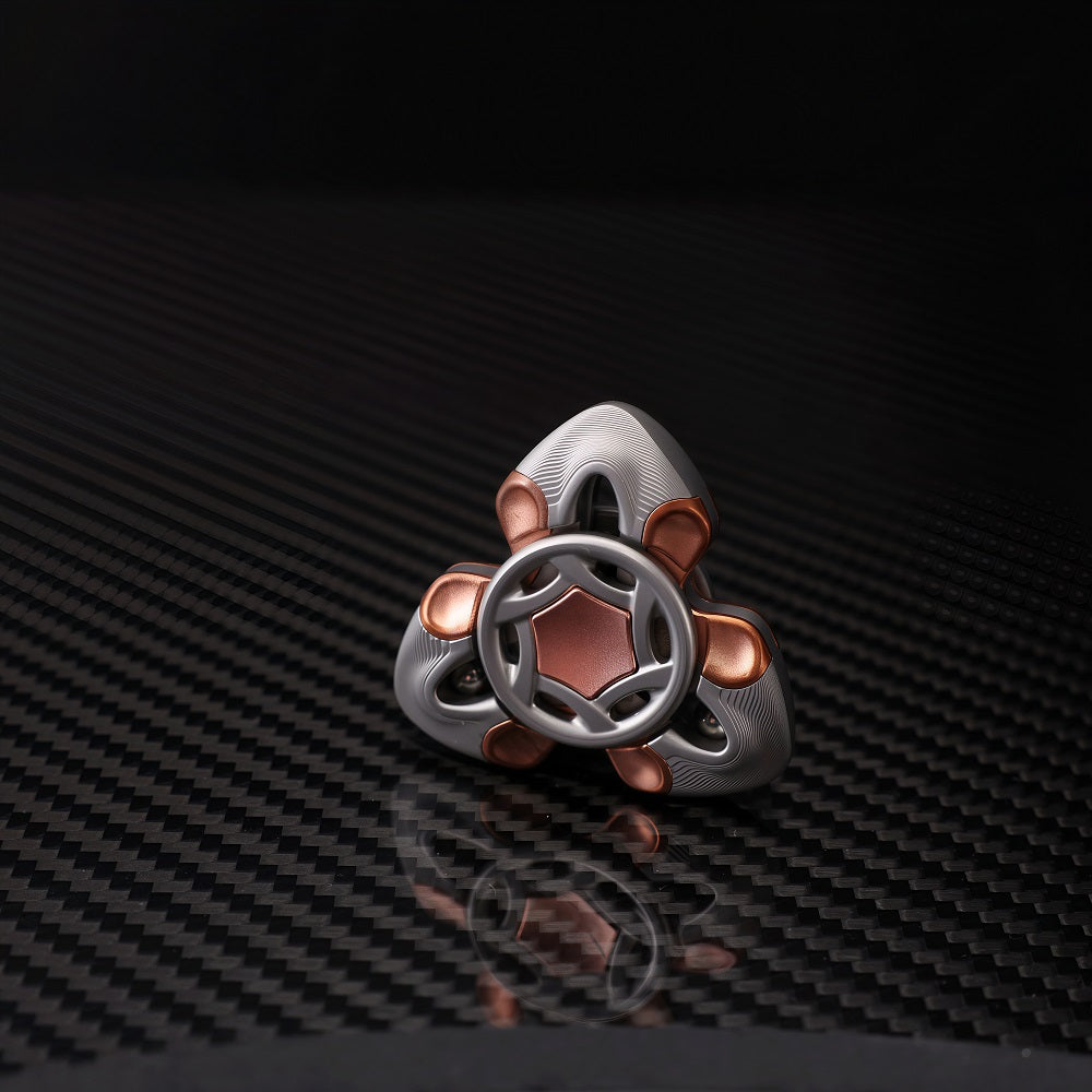 CHIMAGO EDC Stainless Steel CNC Knife Pattern Fingertip Gyroscope with Purple Copper Inlay