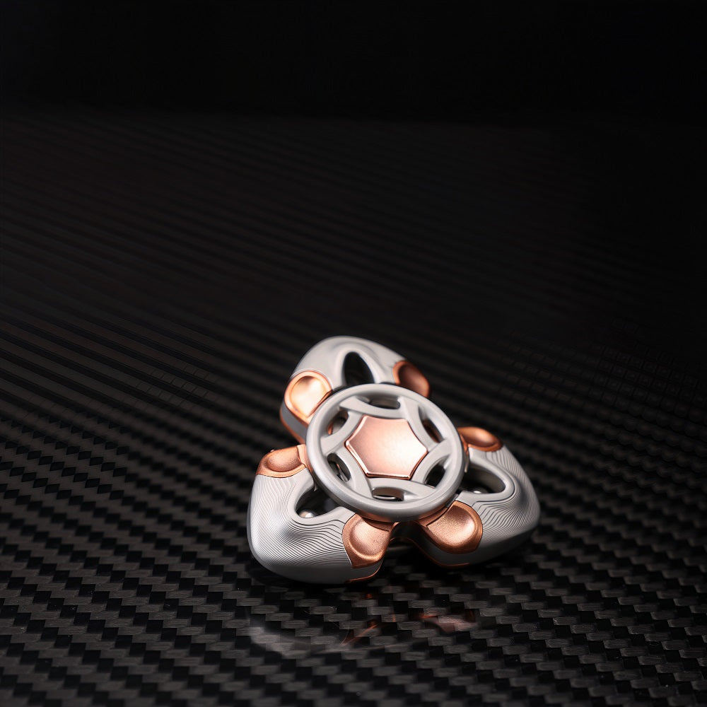 CHIMAGO EDC Stainless Steel CNC Knife Pattern Fingertip Gyroscope with Purple Copper Inlay