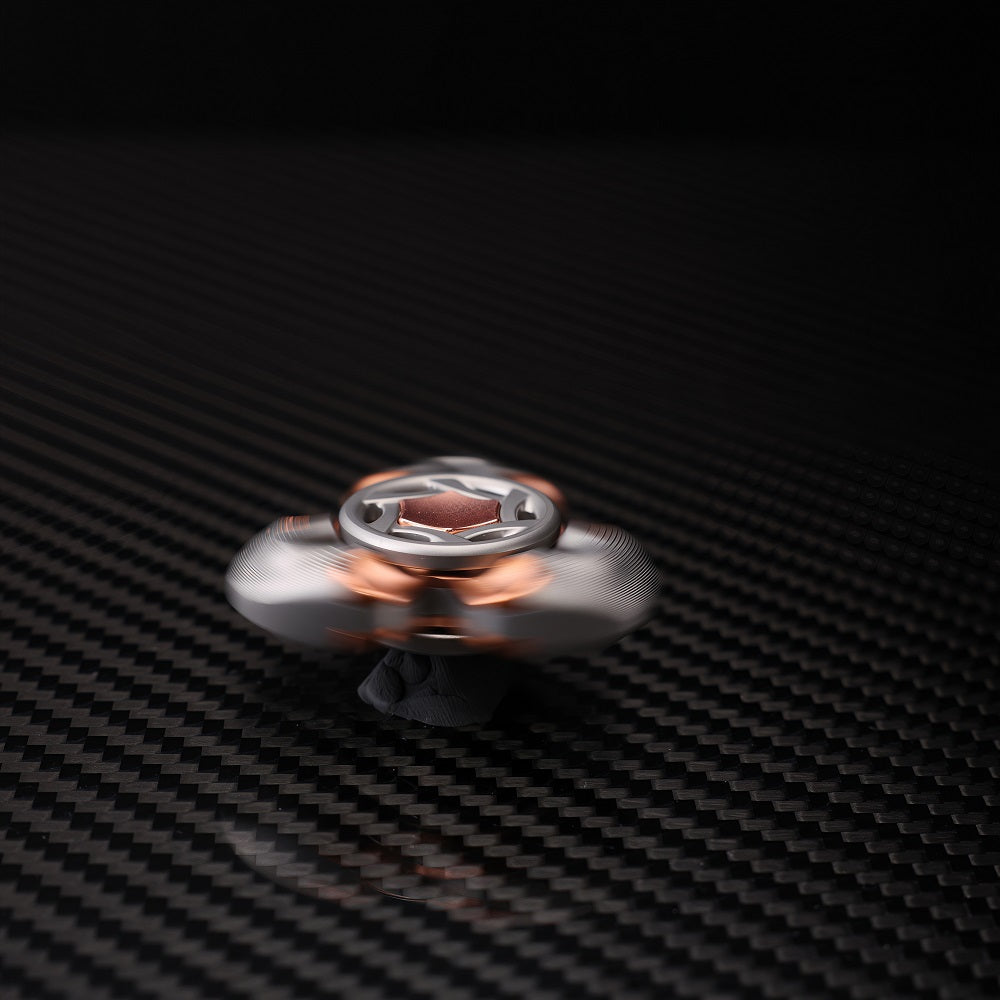 CHIMAGO EDC Stainless Steel CNC Knife Pattern Fingertip Gyroscope with Purple Copper Inlay