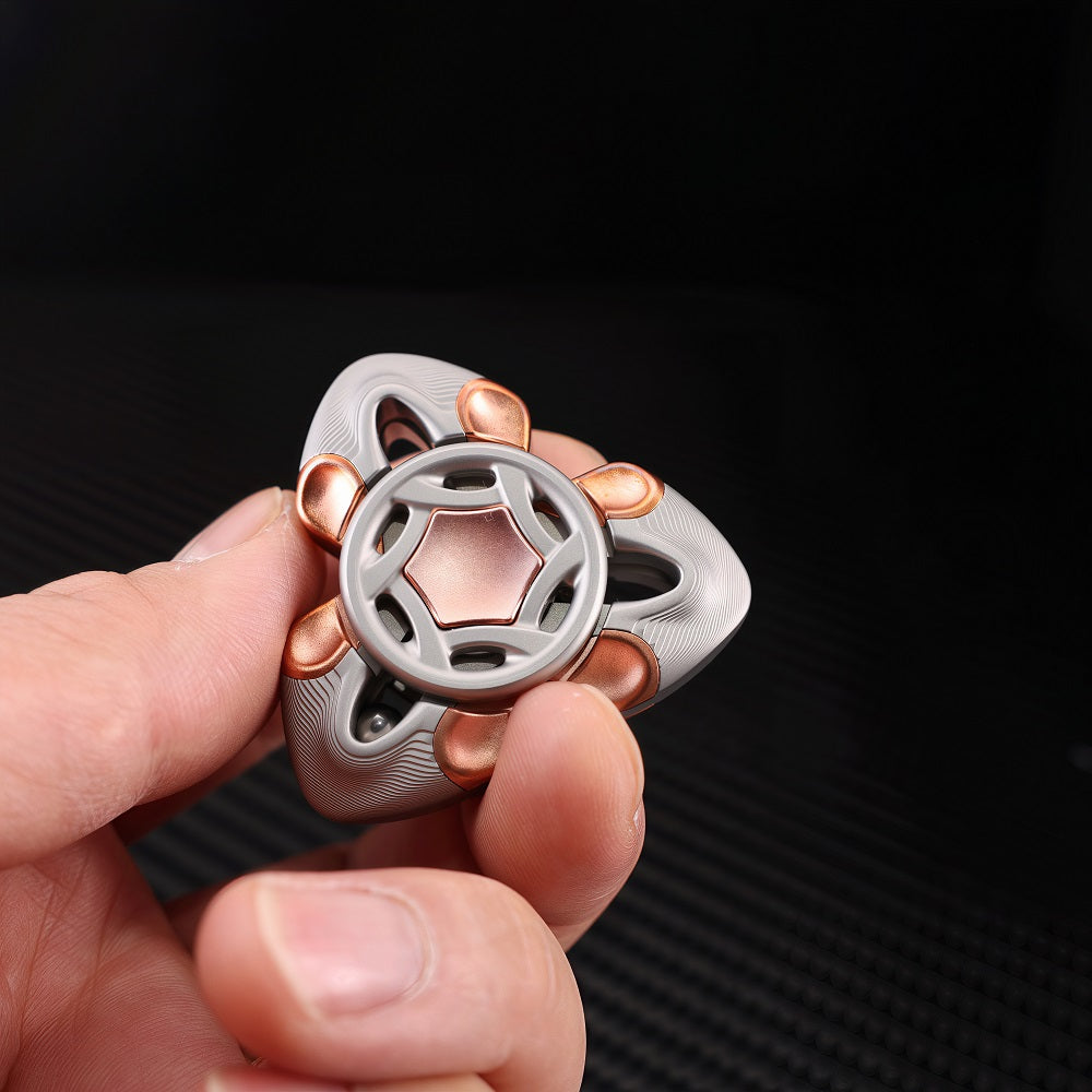 CHIMAGO EDC Stainless Steel CNC Knife Pattern Fingertip Gyroscope with Purple Copper Inlay