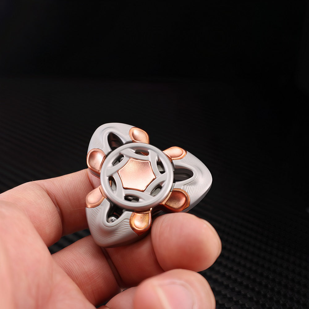 CHIMAGO EDC Stainless Steel CNC Knife Pattern Fingertip Gyroscope with Purple Copper Inlay