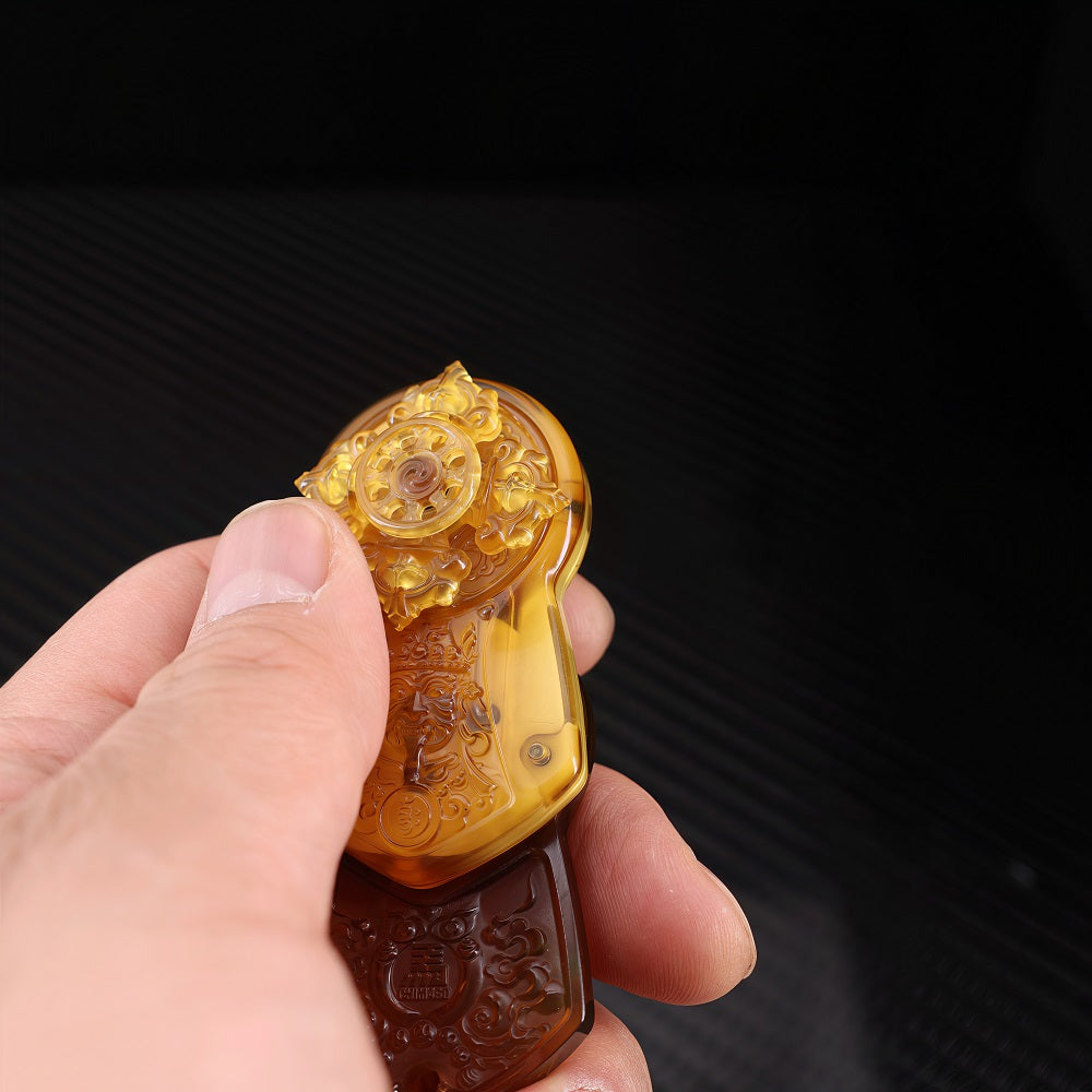 CHIMAGO EDC Fidget Push Plaque - "Subduing Demons" Thokcha Amulet， Crafted with PEI Material and CNC 3D Relief.