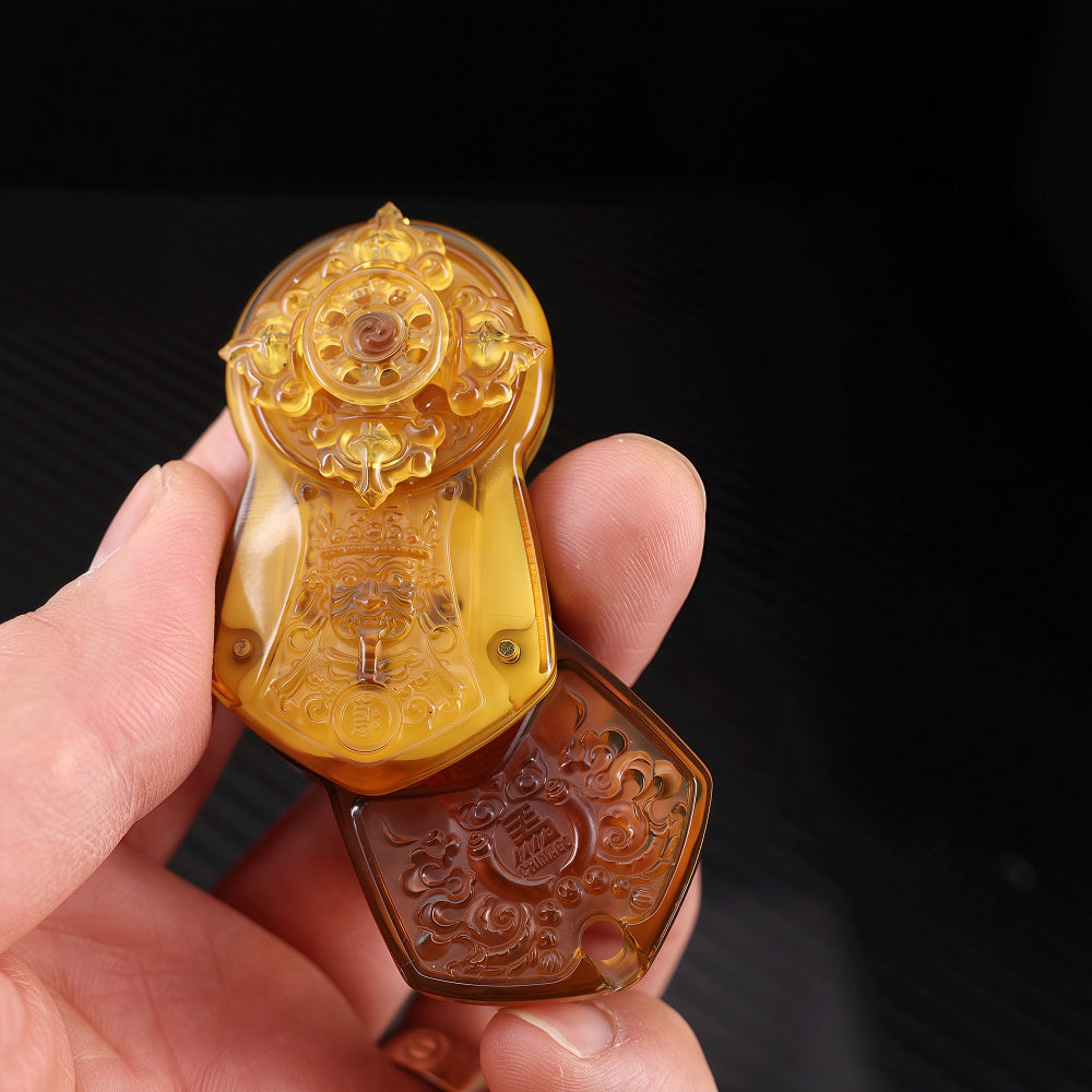 CHIMAGO EDC Fidget Push Plaque - "Subduing Demons" Thokcha Amulet， Crafted with PEI Material and CNC 3D Relief.