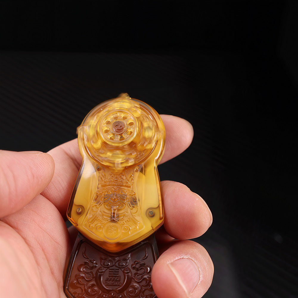 CHIMAGO EDC Fidget Push Plaque - "Subduing Demons" Thokcha Amulet， Crafted with PEI Material and CNC 3D Relief.