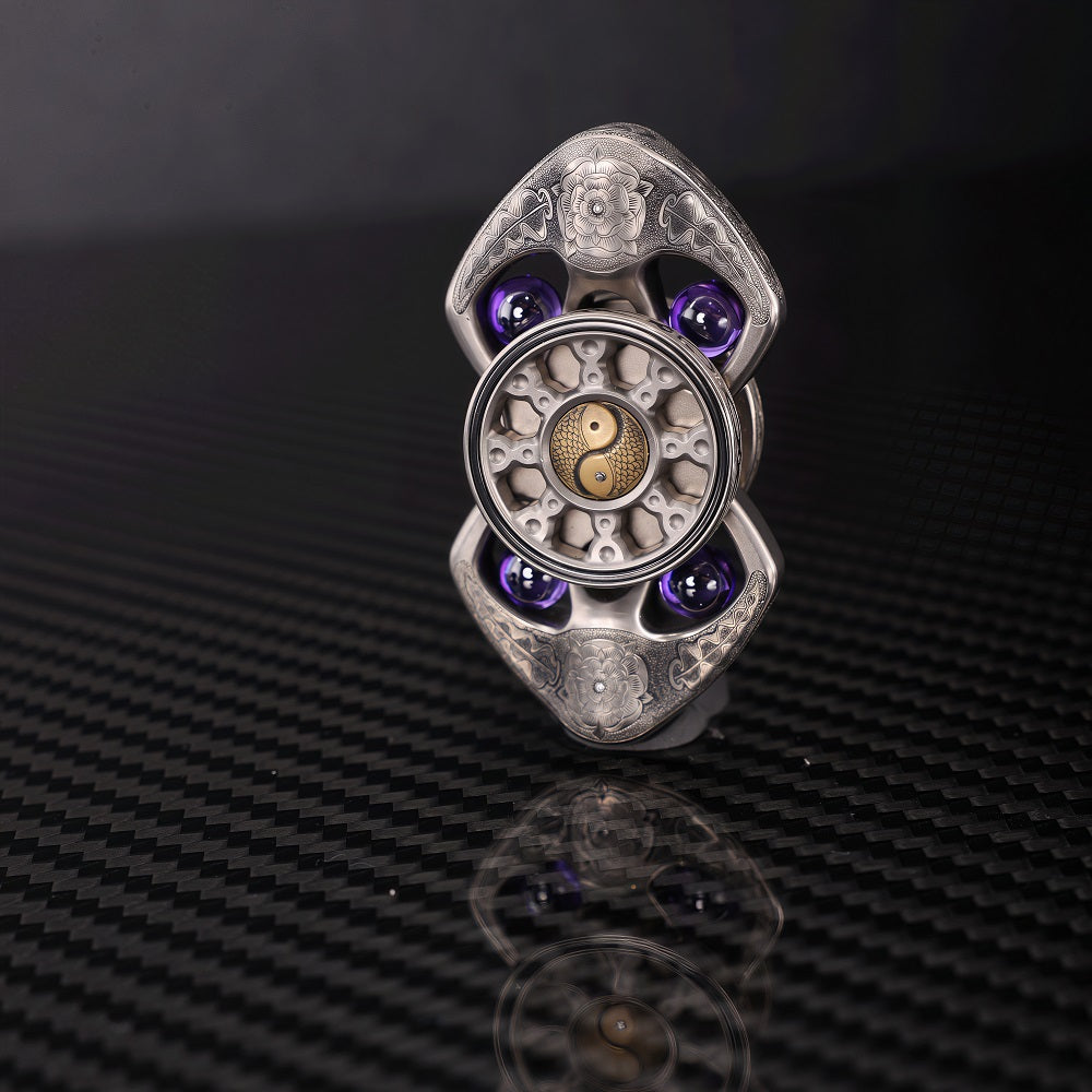 CHIMAGO EDC Fingertip Top "King Kong" Handcrafted with Lindsey's Carving of the Flower of the Other Shore Theme